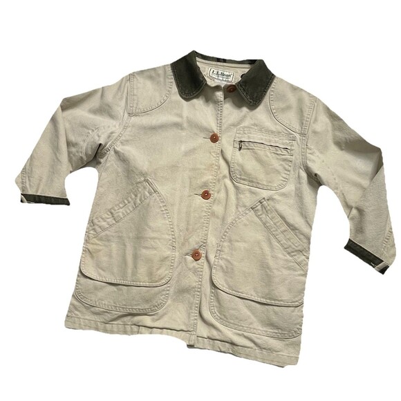 LL Bean Vintage Canvas Flannel Lined Chore Field Barn Jacket Made In USA - Med - Picture 1 of 11